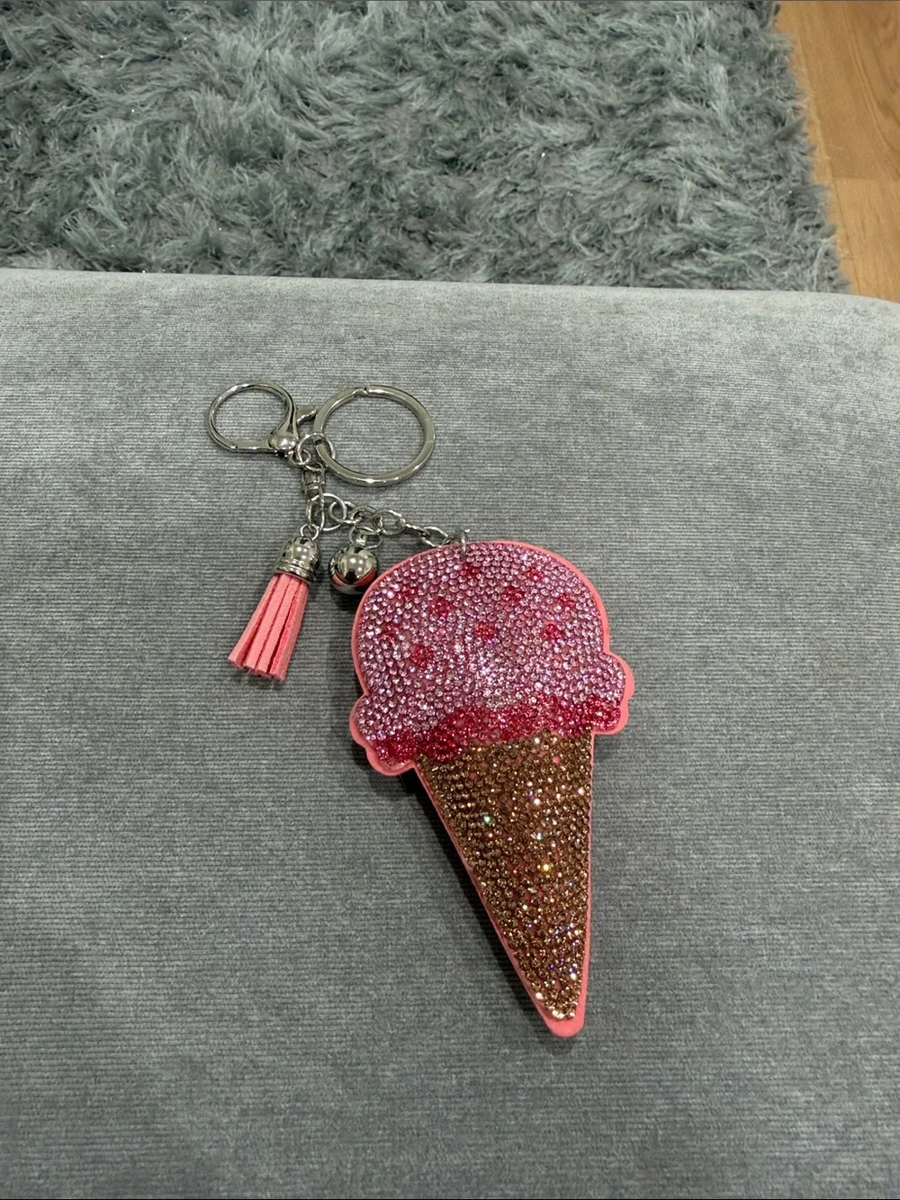 Pink Ice Cream Crystal Keychain